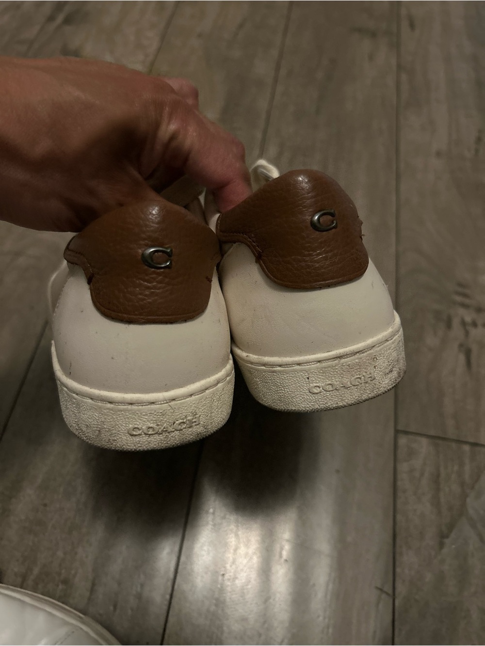 Coach White and Brown Leather Low Top AND Banana Republic all white low Sneakers - Picture 3 of 11
